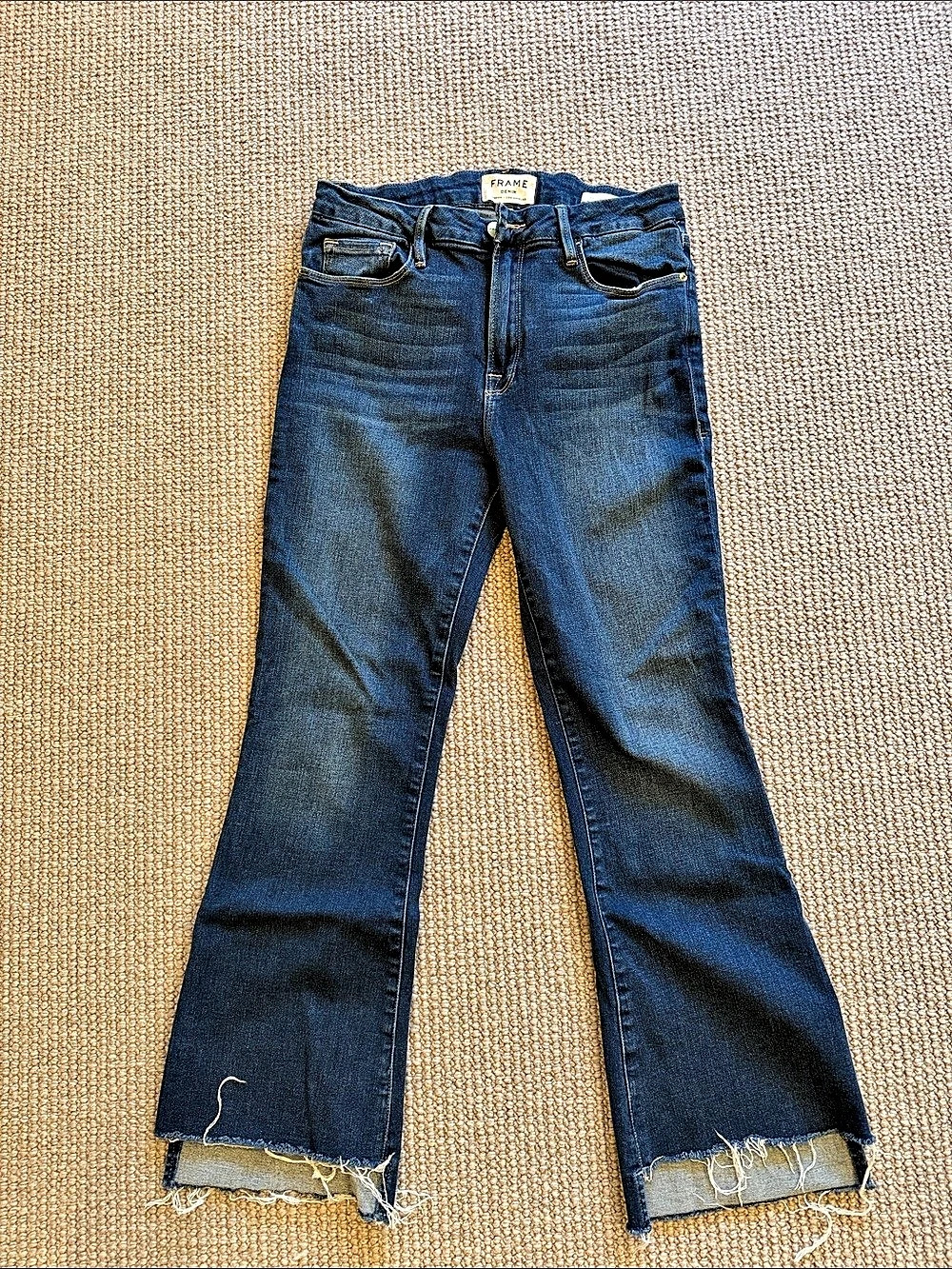 FRAME Le Crop Mini Boot Jeans in Blue Waist 28